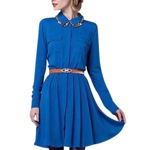 Anthro Maeve Dakota Cerulean Blue Shirt Dress